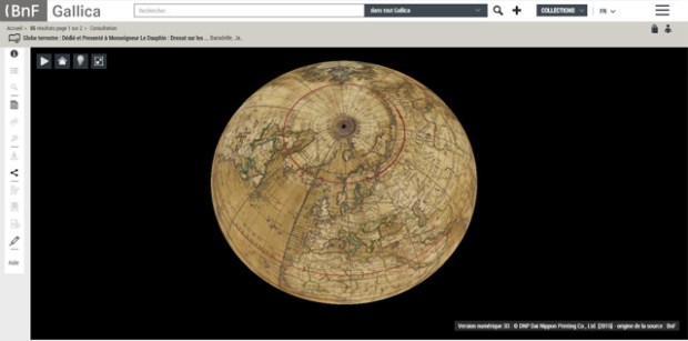 Les globes terrestres numérisés en 3D de Gallica
