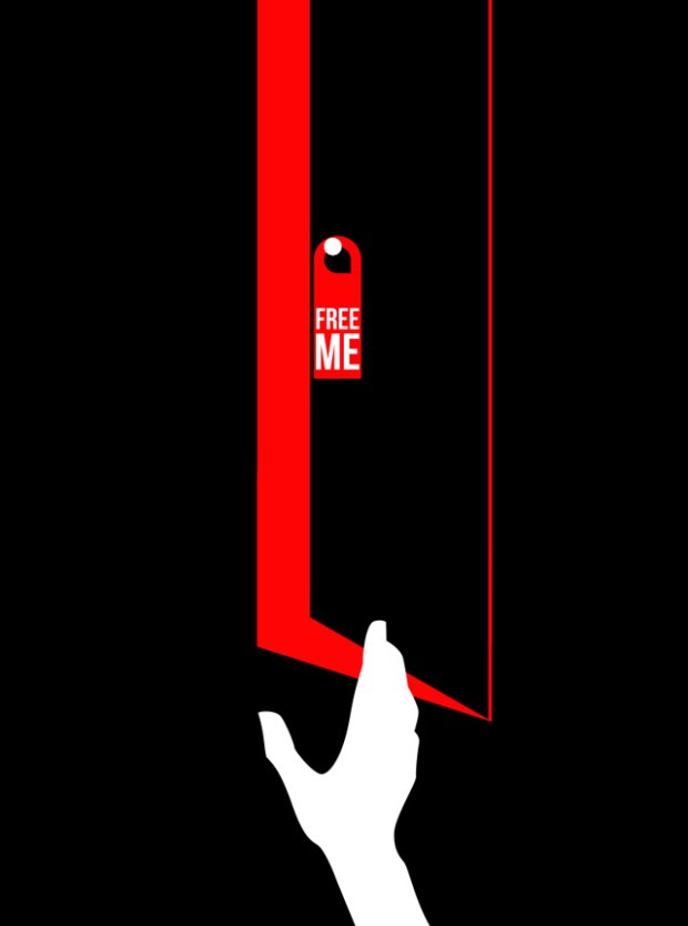 Inspirationsgraphiques-illustrations-le-Sonneur-artiste-Door-Hangers-street-art-geometrie-sonnettes-rouges-Shining-Stanley-Kubrick-affiche-Saul-Bass-03