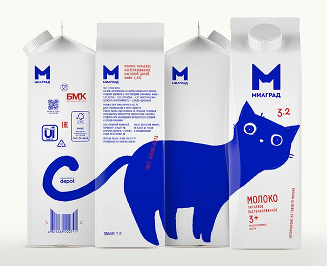 [PACKAGING] : Un chat bleu s’invite sur des briques de lait ...